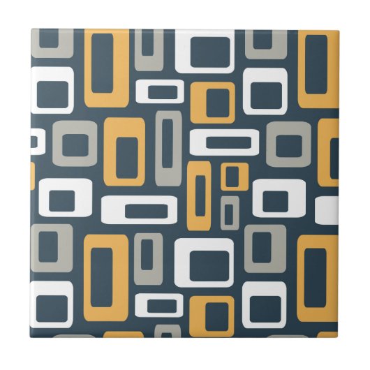 Kleurrijke Mid Century-stijlvormen Tegeltje (Voorkant)