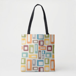 Kleurrijke Mid Century-stijlvormen Tote Bag