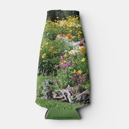 Kleurrijke Mid Summer Gardens Flesjeskoeler (Voorkant)