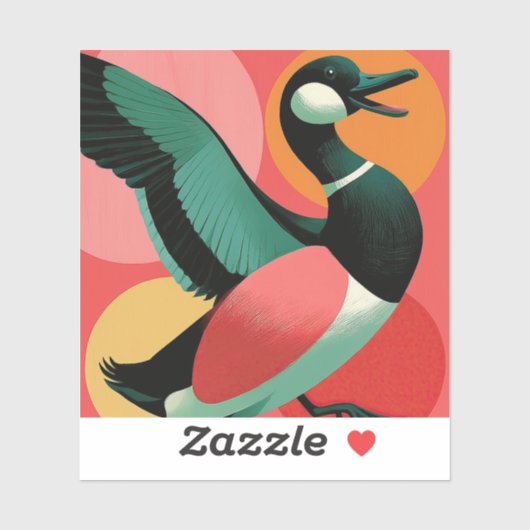 Kleurrijke Midcentury Modern Eend Geometrisch Sticker (Vel)