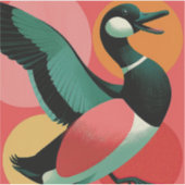 Kleurrijke Midcentury Modern Eend Geometrisch Sticker (Voorkant)