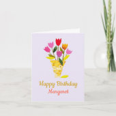 Kleurrijke MidCentury Modern Lavendel Tulp Verjaar Kaart (Voorkant)