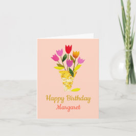 Kleurrijke MidCentury Moderne Tulpen Vrolijke Verj Kaart
