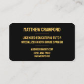 Kleurrijke middelbare schoolleraren tutor visitekaartje (Achterkant)