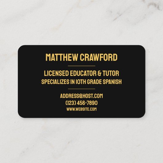 Kleurrijke middelbare schoolleraren tutor visitekaartje (Achterkant)