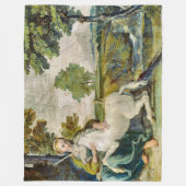 Kleurrijke middeleeuwse eenhoorn schilderij Satijn Fleece Deken (Voorkant)