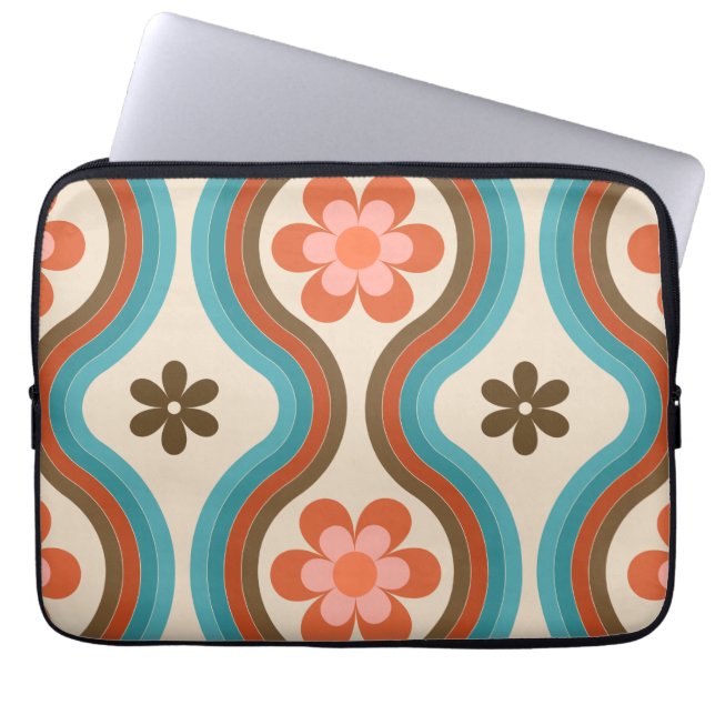 Kleurrijke middeleeuwse moderne regenboogterugloop laptop sleeve (Voorkant)