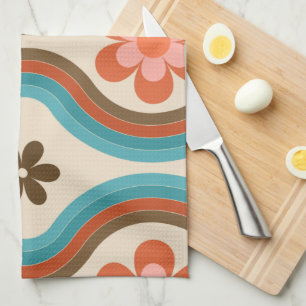 Kleurrijke middeleeuwse moderne regenboogterugloop theedoek