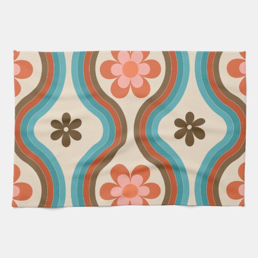 Kleurrijke middeleeuwse moderne regenboogterugloop theedoek (Horizontaal)