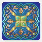 Kleurrijke middeleeuwse Patroon Vierkante Sticker (Voorkant)