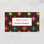 Kleurrijke Midden-Eeuw Atomic Starbursts Custom Visitekaartje (Voorkant)