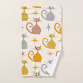 Kleurrijke Midden-Eeuw Atoomkatten met Starbursts Bad Handdoek (Handdoek)