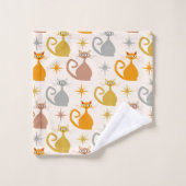 Kleurrijke Midden-Eeuw Atoomkatten met Starbursts Bad Handdoek (Wasdoekje)