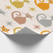 Kleurrijke Midden-Eeuw Atoomkatten met Starbursts Cadeaupapier (Hoek)