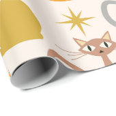 Kleurrijke Midden-Eeuw Atoomkatten met Starbursts Cadeaupapier (Rol Hoek)