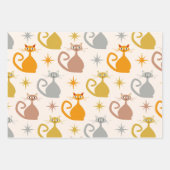 Kleurrijke Midden-Eeuw Atoomkatten met Starbursts Inpakpapier Vel (Voorkant 3)