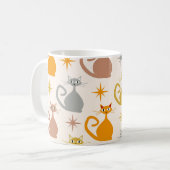Kleurrijke Midden-Eeuw Atoomkatten met Starbursts Koffiemok (Voorkant links)