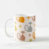 Kleurrijke Midden-Eeuw Atoomkatten met Starbursts Koffiemok (Links)