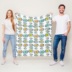 Kleurrijke midden eeuw moderne geometrische cirkel fleece deken