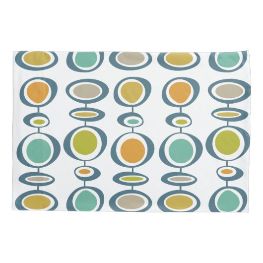 Kleurrijke midden eeuw moderne geometrische cirkel kussensloop (Achterkant)