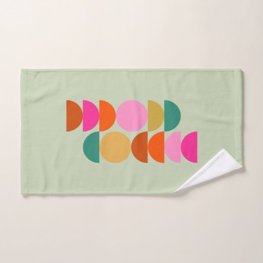 Kleurrijke midden eeuw moderne geometrische groen bad handdoek (Handdoek)