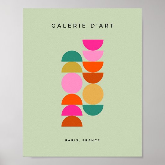 Kleurrijke midden eeuw moderne geometrische groen poster (Voorkant)