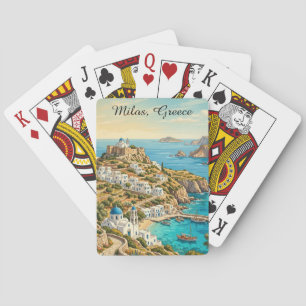 Kleurrijke Milos Griekenland Egeïsche Zee Reizen Pokerkaarten