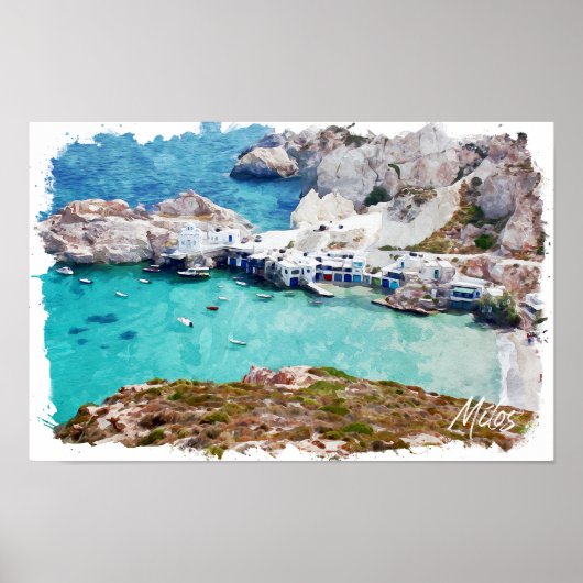 Kleurrijke Milos Griekenland Panorama Uitzicht Poster (Voorkant)