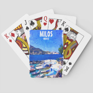 Kleurrijke Milos Griekenland Travel Art Pokerkaarten