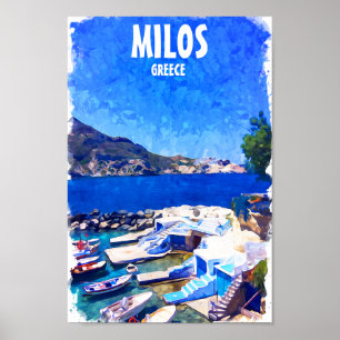 Kleurrijke Milos Griekenland Travel Art Poster