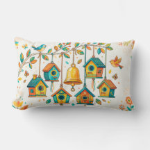 kleurrijke mini-vogelhuisjes hangend aan een delic