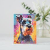 Kleurrijke miniatuur Schnauzer Briefkaart (Staand voorkant)