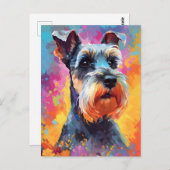 Kleurrijke miniatuur Schnauzer Briefkaart (Voorkant / Achterkant)