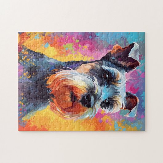 Kleurrijke miniatuur Schnauzer Legpuzzel (Horizontaal)