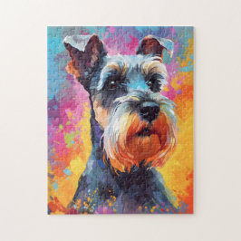 Kleurrijke miniatuur Schnauzer Legpuzzel