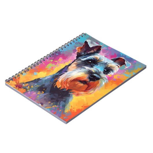 Kleurrijke miniatuur Schnauzer Notitieboek (Linkerzijde)