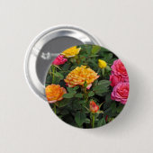 Kleurrijke miniatuurrozen ronde button 5,7 cm (Voorkant /achterkant)