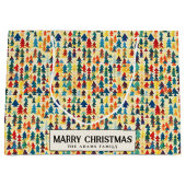Kleurrijke Minimal Pine Trees Custom Merry Christm Groot Cadeauzakje (Voorkant)