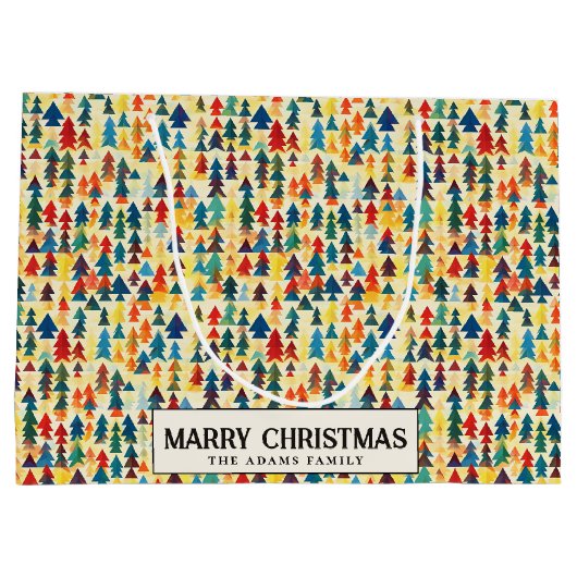 Kleurrijke Minimal Pine Trees Custom Merry Christm Groot Cadeauzakje (Achterkant)