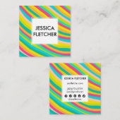 Kleurrijke, minimale sociale pictogrammen met held vierkante visitekaartje (Voorkant / Achterkant)