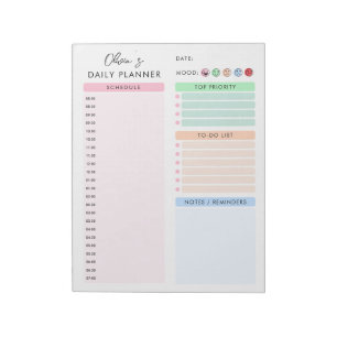 Kleurrijke Minimalistische Aangepaste Dagelijkse P Notitieblok