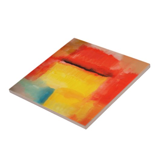 Kleurrijke minimalistische Abstracte kunstwerken Tegeltje (Zijkant)