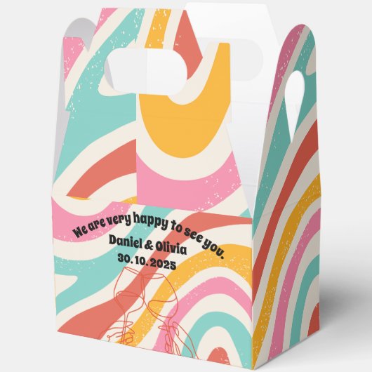 Kleurrijke minimalistische bruiloft bedankdoosjes (Open)