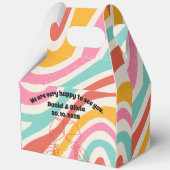 Kleurrijke minimalistische bruiloft bedankdoosjes (Achterkant)