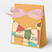 Kleurrijke minimalistische bruiloft bedankdoosjes (Voorkant Zijde)