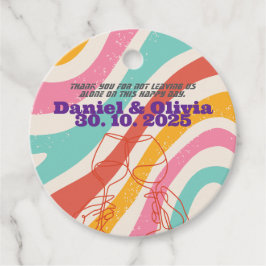 Kleurrijke minimalistische bruiloft bedankjes labels