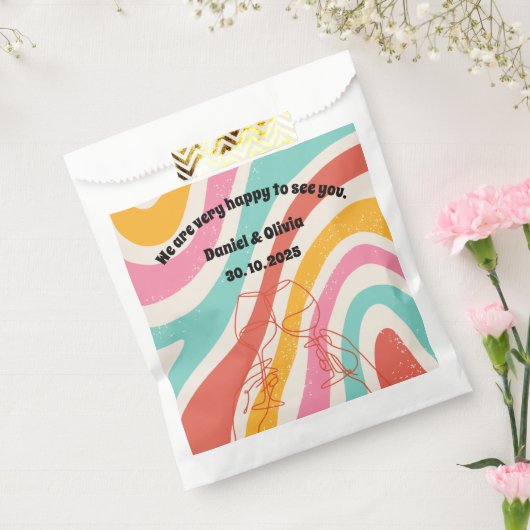 Kleurrijke minimalistische bruiloft bedankzakje (Gezegeld)