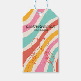 Kleurrijke minimalistische bruiloft cadeaulabel