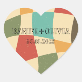 Kleurrijke minimalistische bruiloft hart sticker