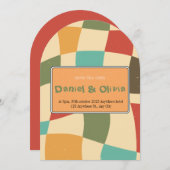 Kleurrijke minimalistische bruiloft kaart (Voorkant / Achterkant)